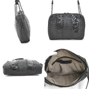 Bottega Veneta Intrecciato black python crossbody leather shoulder bag